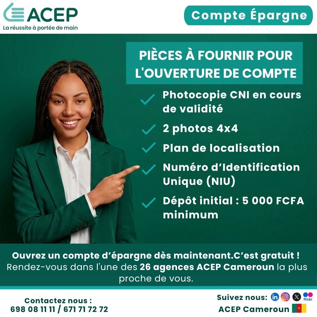 Pièces pour ouvrir un compte d'épargne ACEP