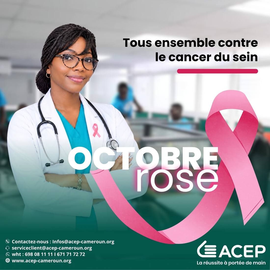 Campagne Octobre rose : tous ensemble contre le cancer du sein.